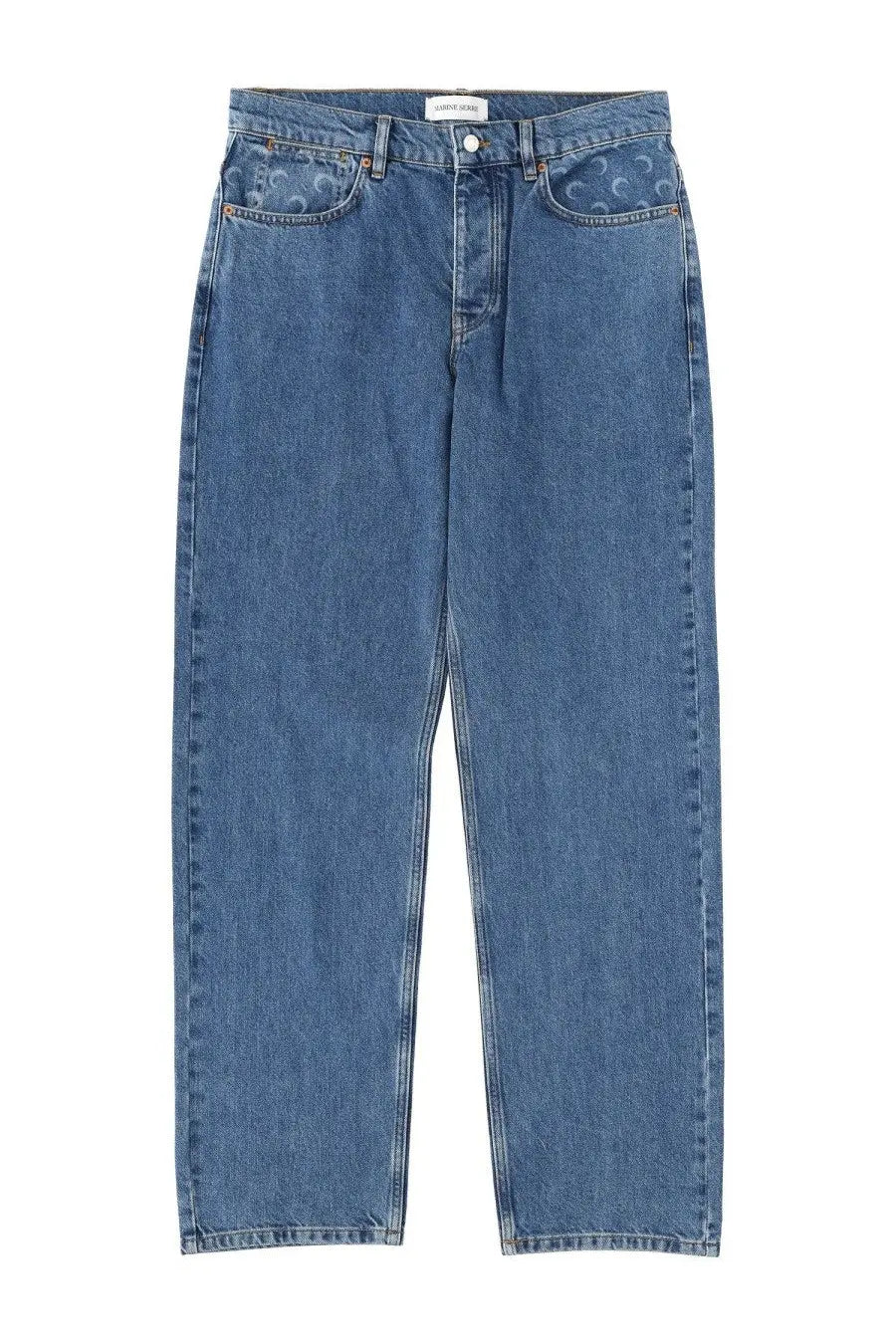 Marine Serre Men's Moon Waxed Jeans Blue