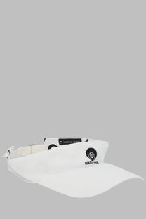 Marine serre men’s white visor with black logo and marine serre branding on the front for sun protection