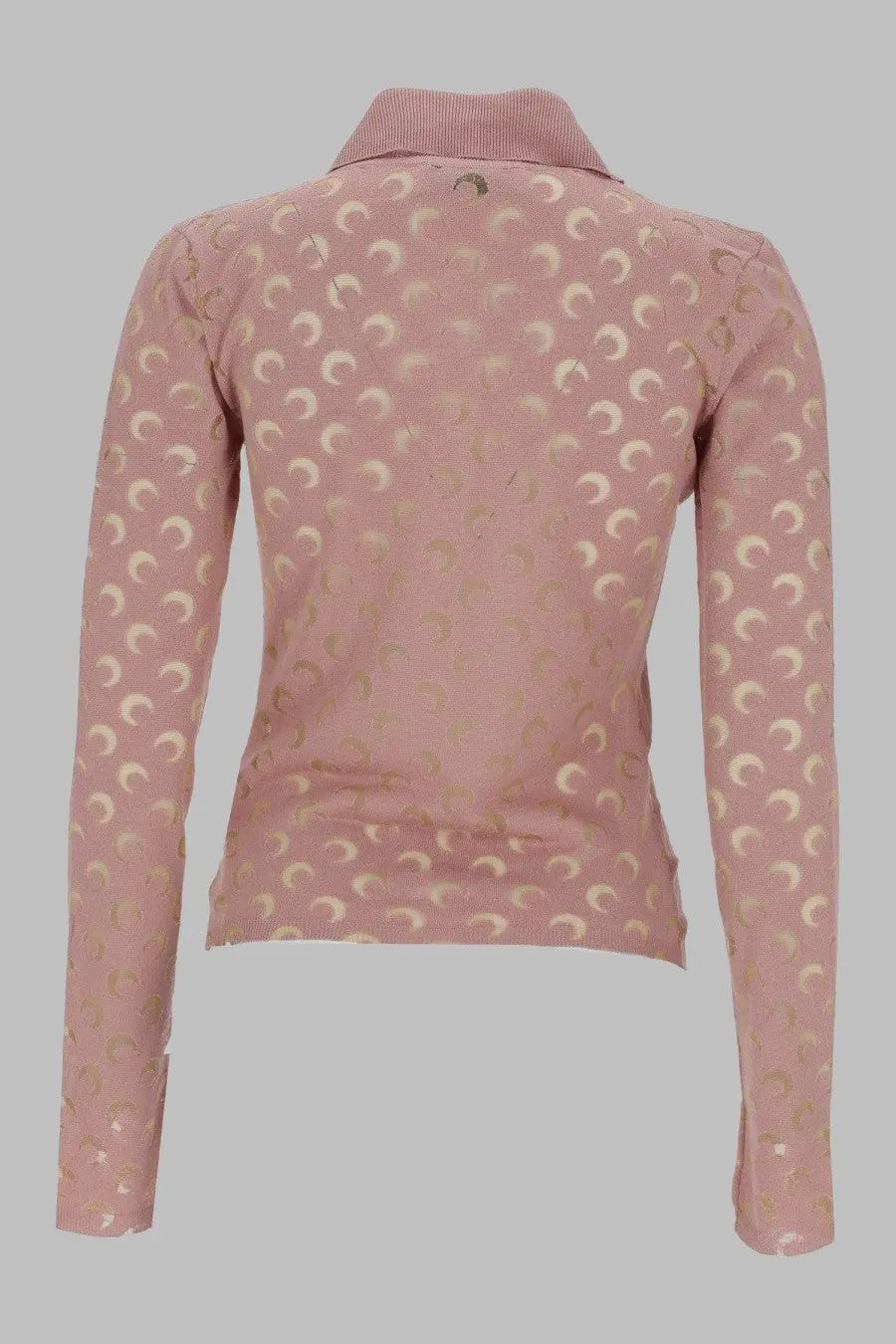 Marine serre womens cardigan moon blue soft pink long-sleeved top with cream and gold crescent moon pattern