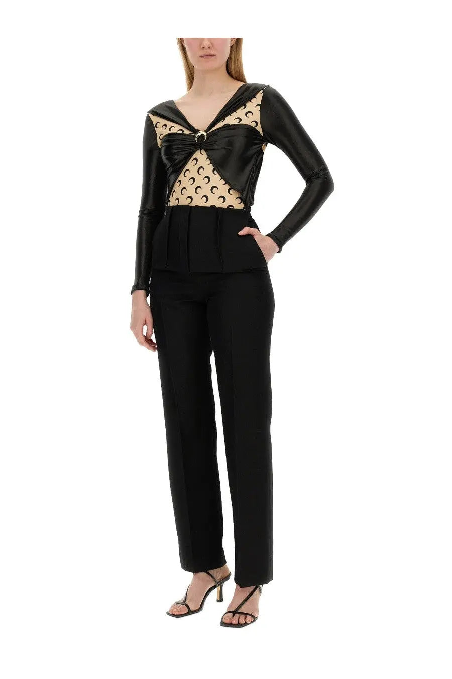 Marine Serre Women's Draped Bodysuit Black, view 2