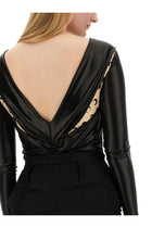 Marine Serre Women's Draped Bodysuit Black, view 4