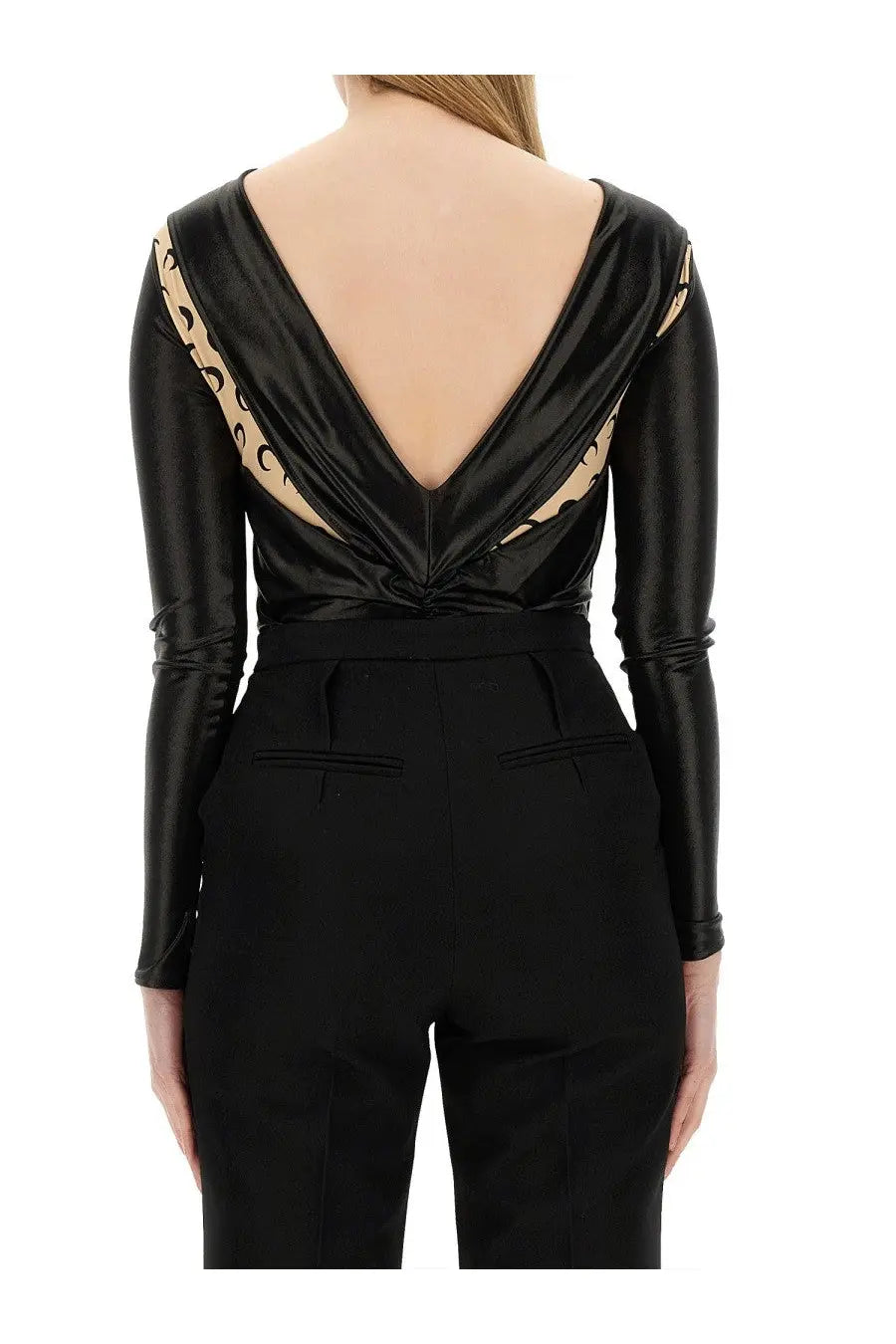 Marine Serre Women's Draped Bodysuit Black, view 3