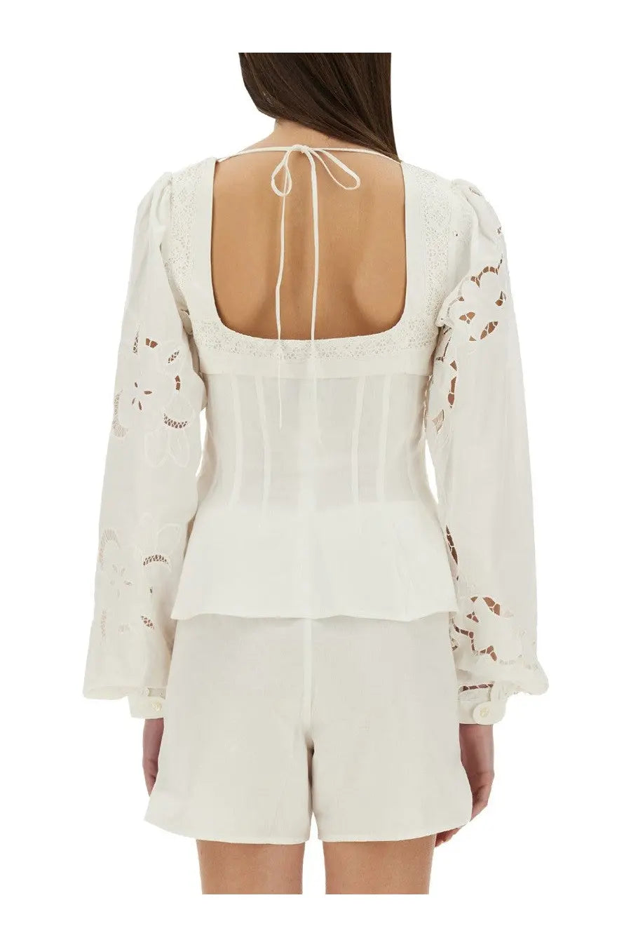 Marine Serre Women's Upcycled Linen Top White, view 3