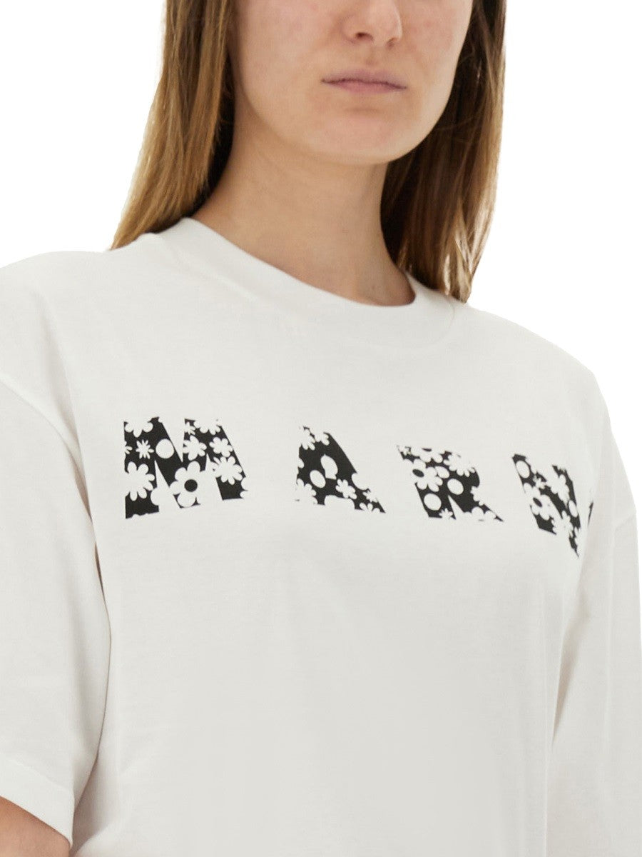 Marni - Marni Cotton T Shirt With Logo - Woman-&gt;Clothing-&gt;t-shirts