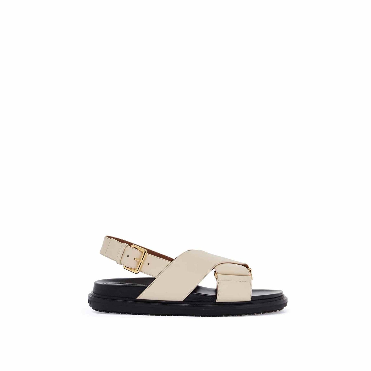 Marni - Marni fussbett sandals in silk white leather with low heel - Sandals