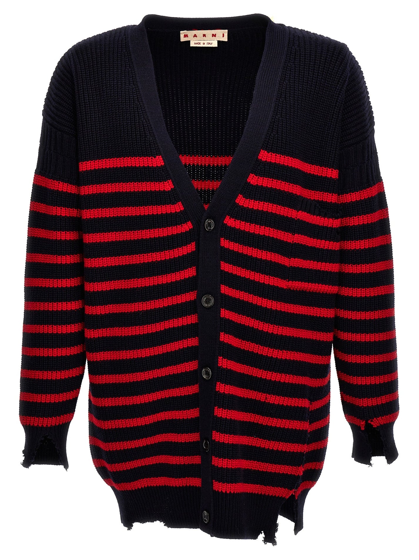 MARNI - MARNI - Destroyed effect striped cardigan - Men’s Knitwear