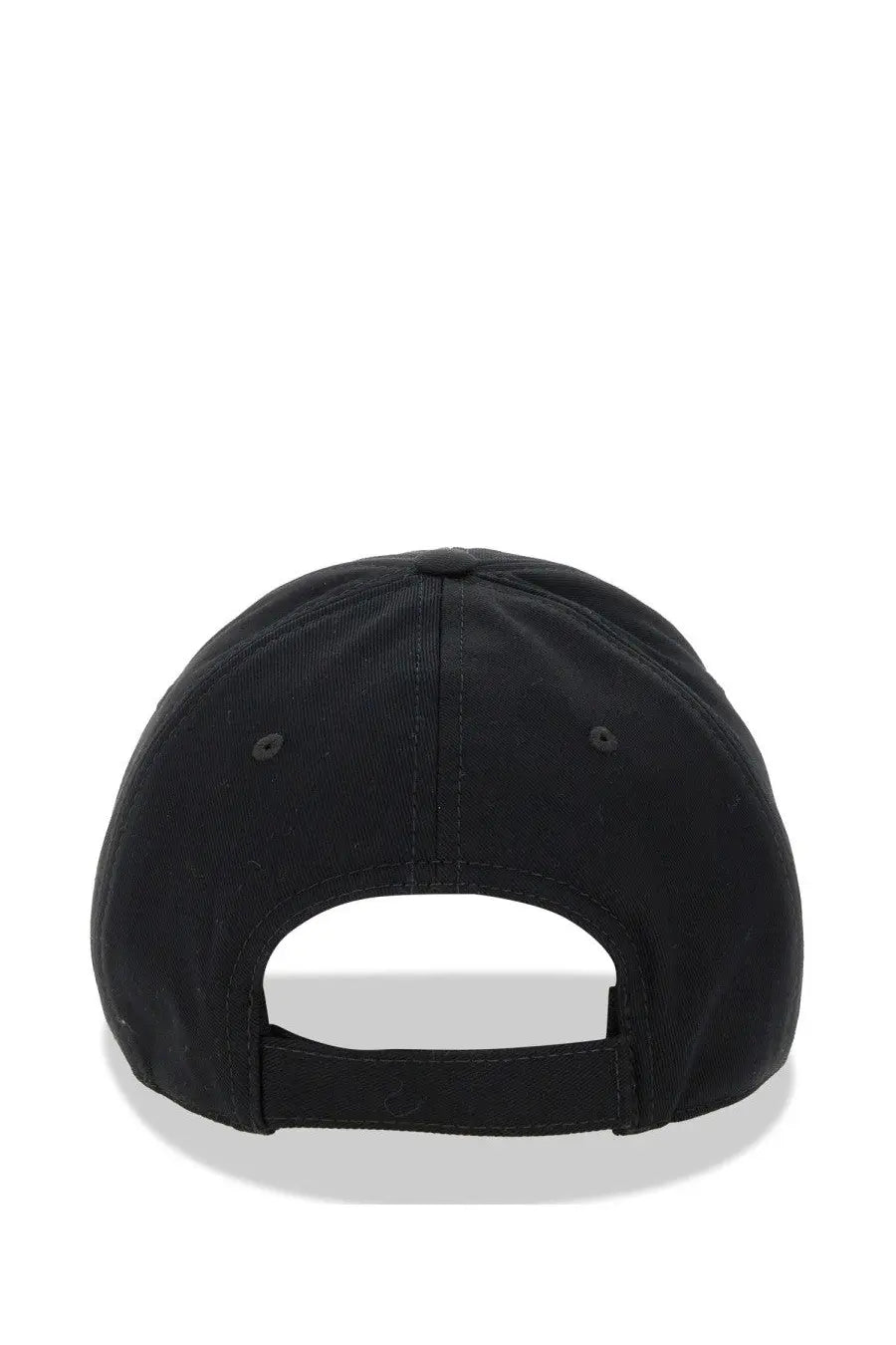 Black marni men’s baseball hat with structured crown and adjustable strap shown from the back side