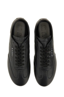 Marni men’s softy doccer sneaker in black leather with sleek minimalist design and subtle side branding