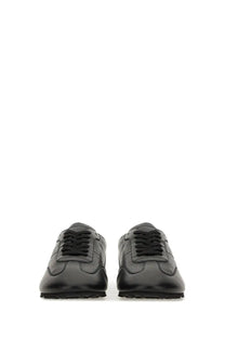 Black leather marni men’s softy doccer sneaker with sleek minimalist design and matching laces