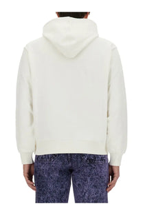 Marni men’s cream-colored hooded sweatshirt with soft minimalist design and ribbed cuffs in white material