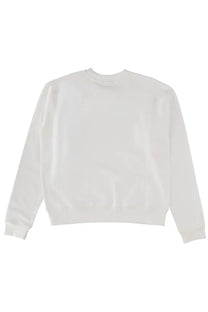 White crewneck sweatshirt by marni for men featuring long sleeves and ribbed cuffs in a cotton blend material
