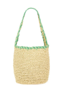 Marni womens hobo bag crestfallen medium multicolor with a light green natural straw woven tote and braided handles