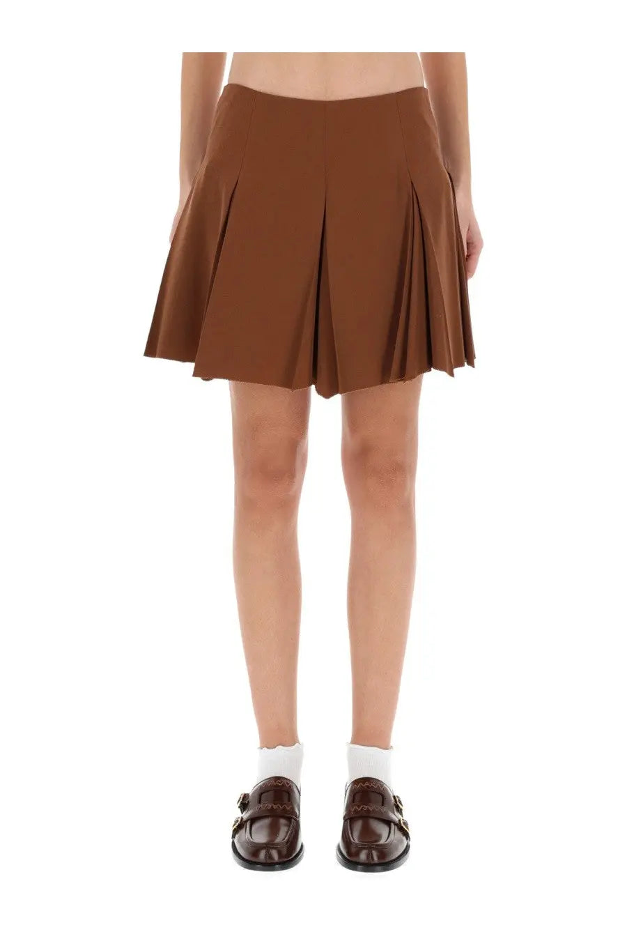 Marni women’s brown pleated miniskirt made of lightweight fabric suitable for casual and formal wear