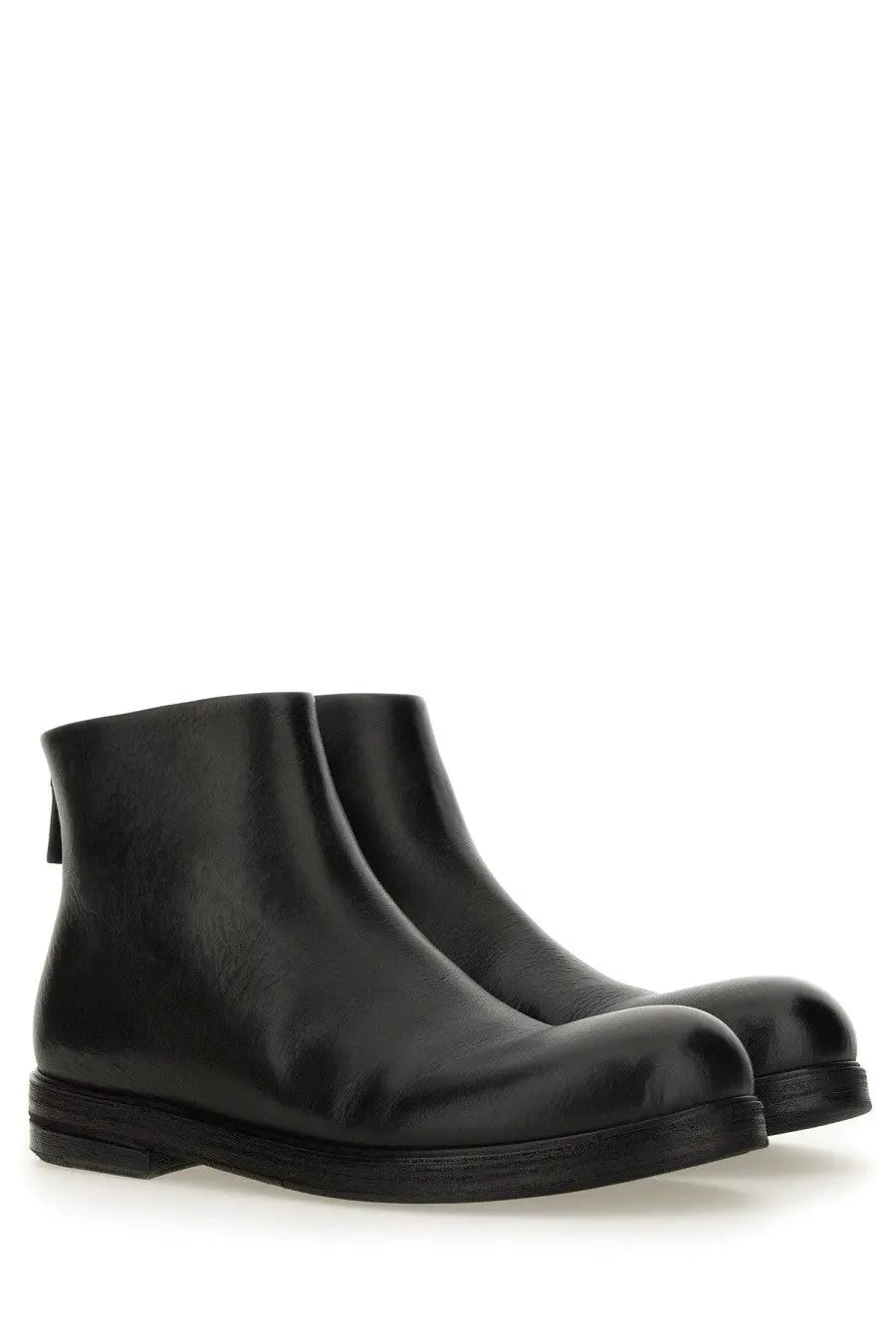Marsell men’s pumpkin wedge boot black leather ankle boots with sleek minimalist design and rounded toe