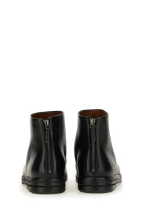 Marsell men’s pumpkin wedge boot black leather ankle boots with zipper closure and rubber soles