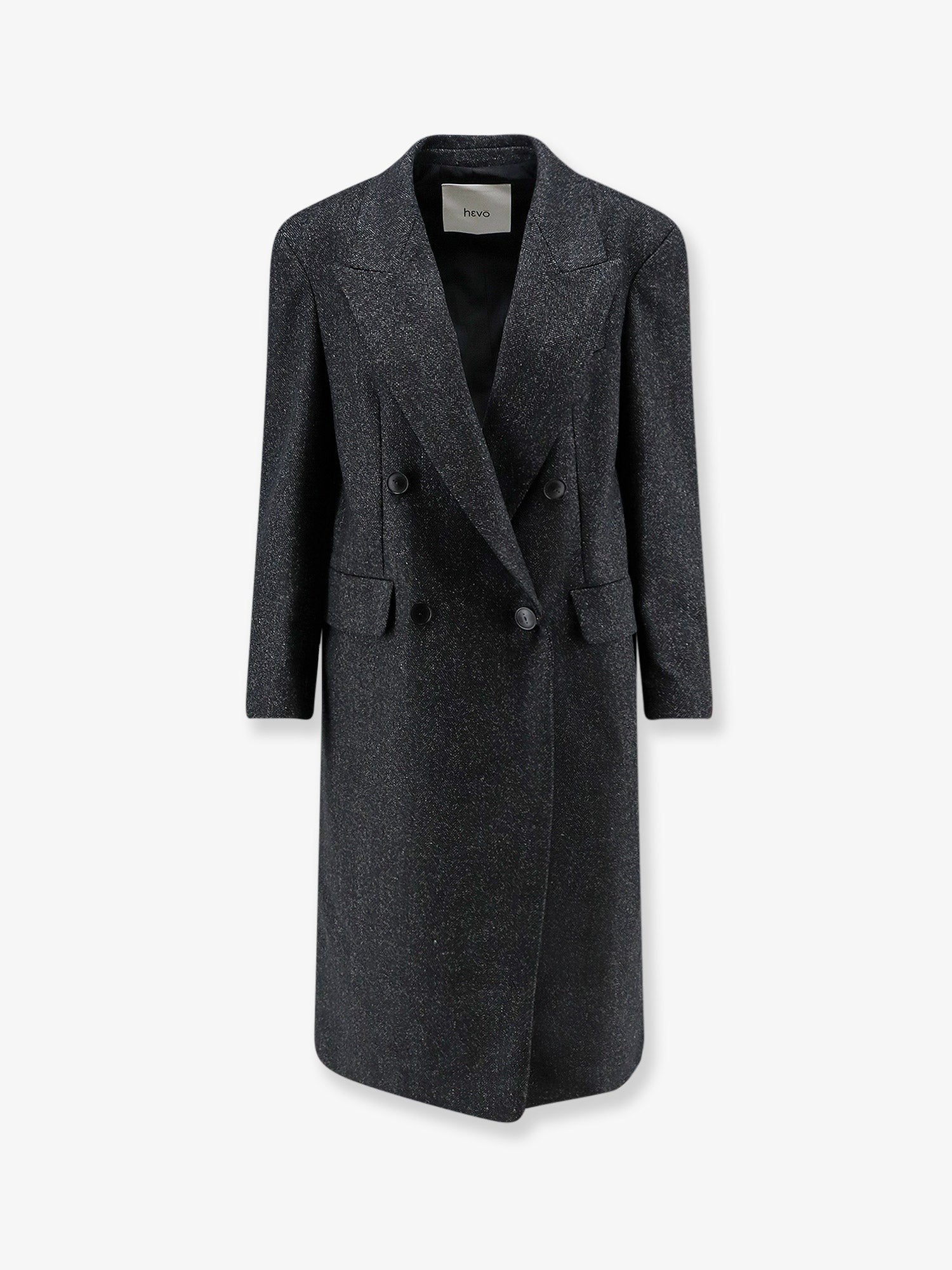 Hevò Women's Martina Franca Wool Blend Coat Black