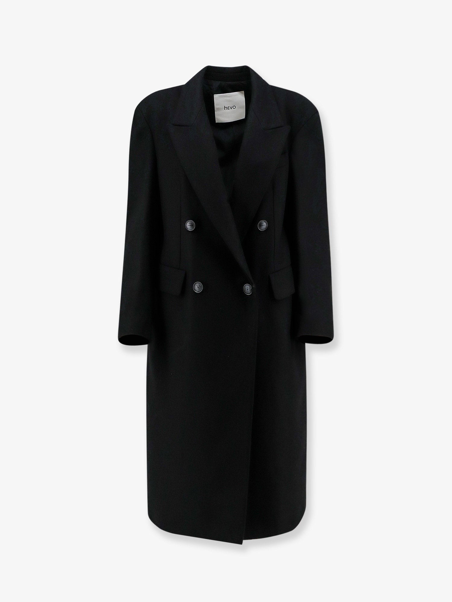 Hevò Women's Martinafranca Wool Blend Coat Black