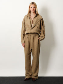 The Frankie Shop Women's Marvin Viscose and Linen Jumpsuit Brown