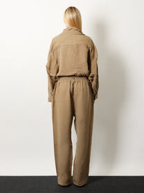 The Frankie Shop Women's Marvin Viscose and Linen Jumpsuit Brown