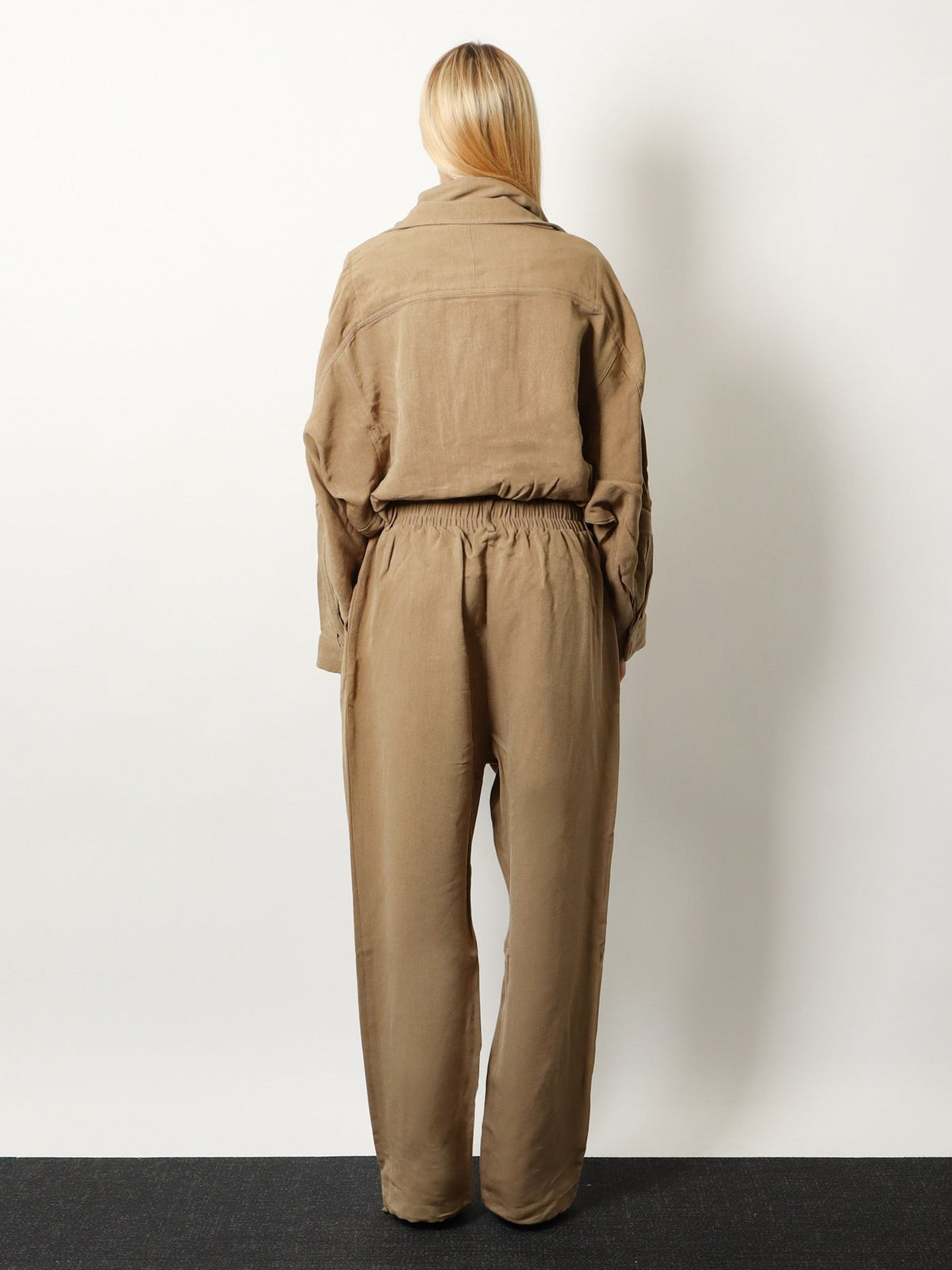 The Frankie Shop Women's Marvin Viscose and Linen Jumpsuit Brown, view 3