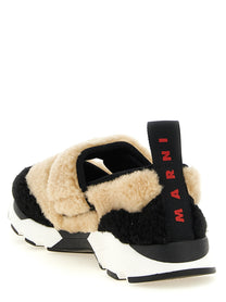 Marni Mary Jane Fur Sneakers White