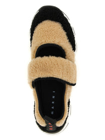 Marni Mary Jane Fur Sneakers White