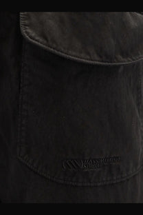 Black canvas pocket with embroidered Massimo Osti studio logo on Massimo Osti men’s gabardine trousers black