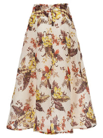 Zimmermann Matchmaker Floral Flare Skirt Gold