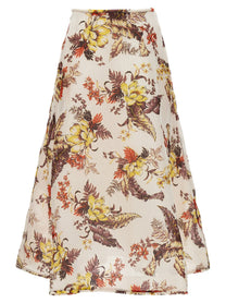 Zimmermann Matchmaker Floral Flare Skirt Gold