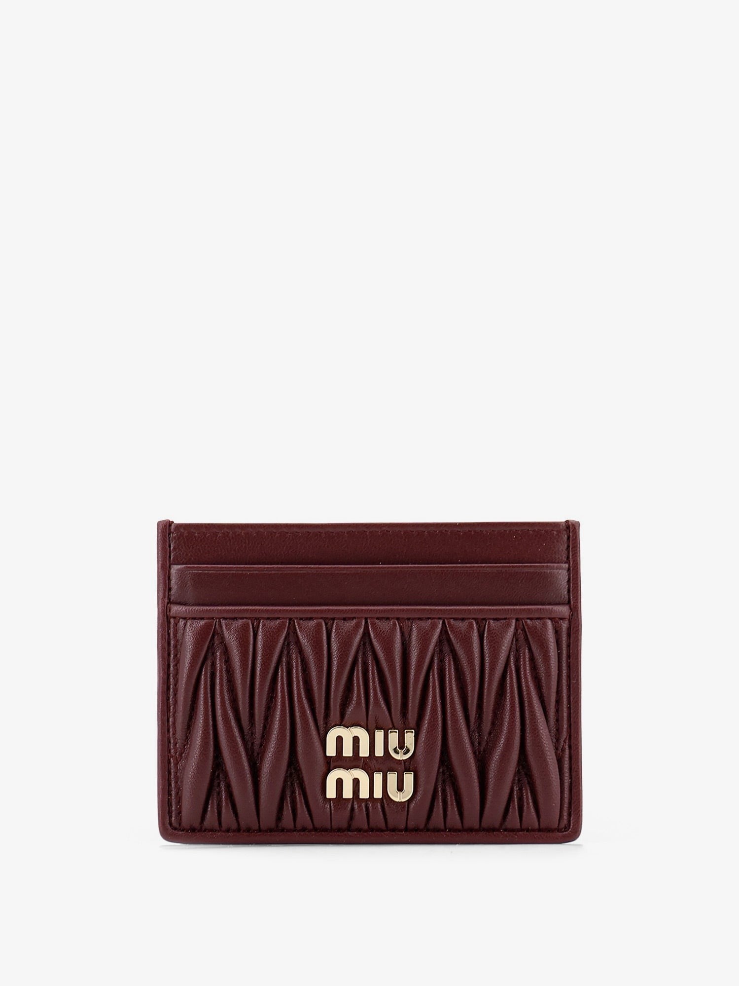 Miu Miu Women's Matelassé Leather Card Holder Red