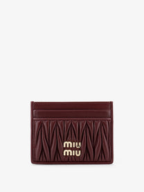 Miu Miu Women's Matelassé Leather Card Holder Red