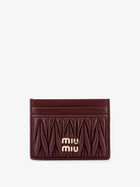 Miu Miu Women's Matelassé Leather Card Holder Red