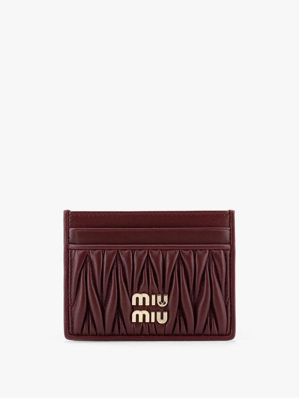Miu Miu Women's Matelassé Leather Card Holder Red