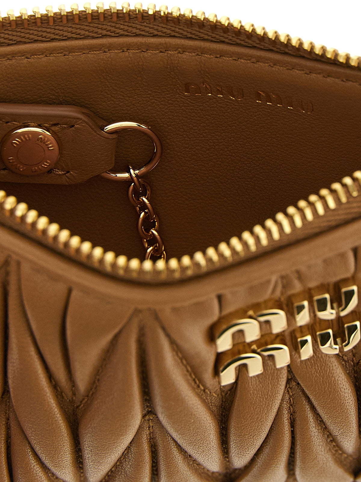 Miu Miu Matelassé Nappa Cardholder Brown