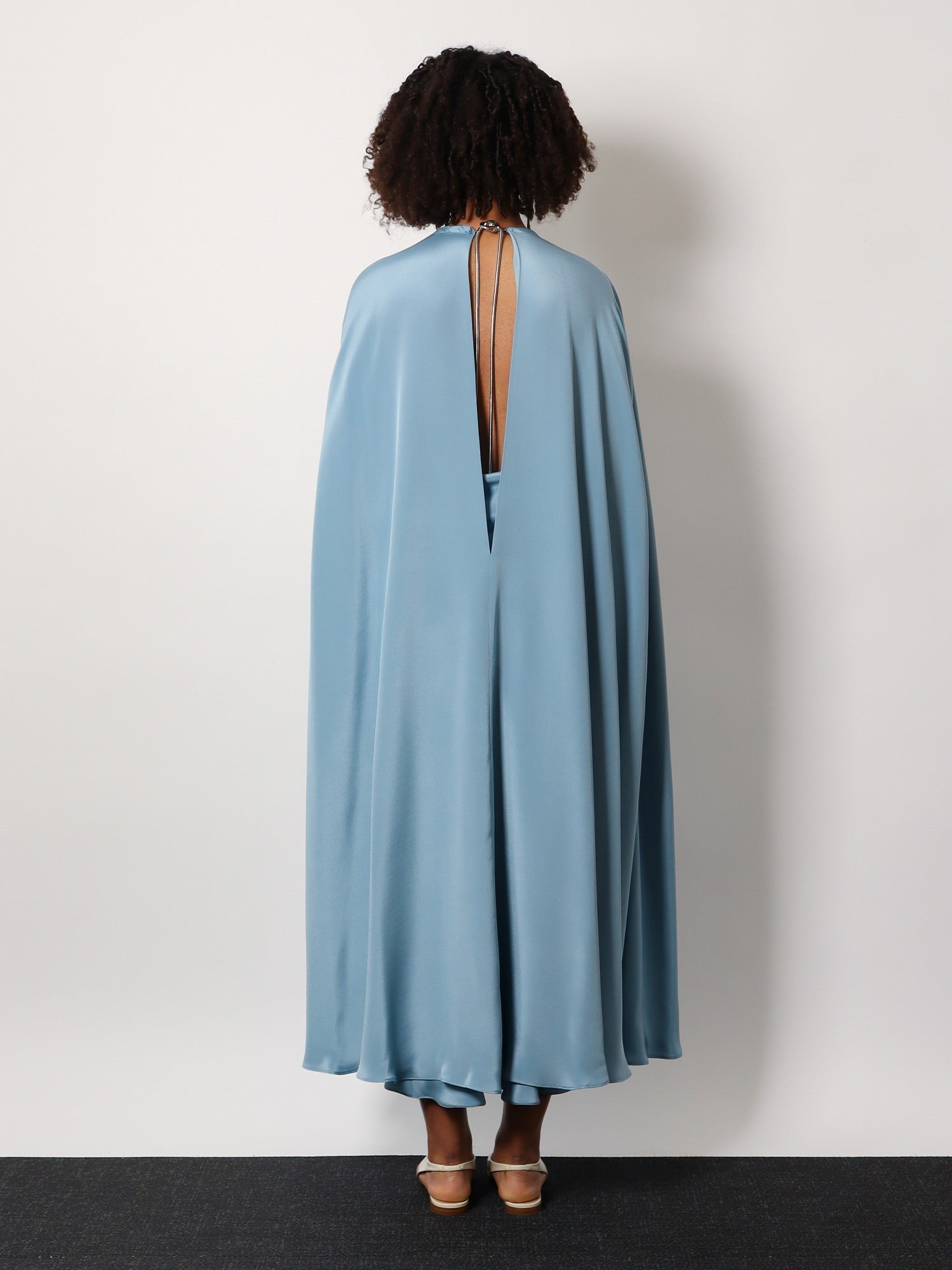 Max Mara - Max Mara Managua Silk Long Dress With Silk Cape And Metal Detail - Women’s Clothing