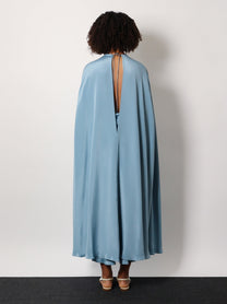 Max Mara - Max Mara Managua Silk Long Dress With Silk Cape And Metal Detail - Women’s Clothing