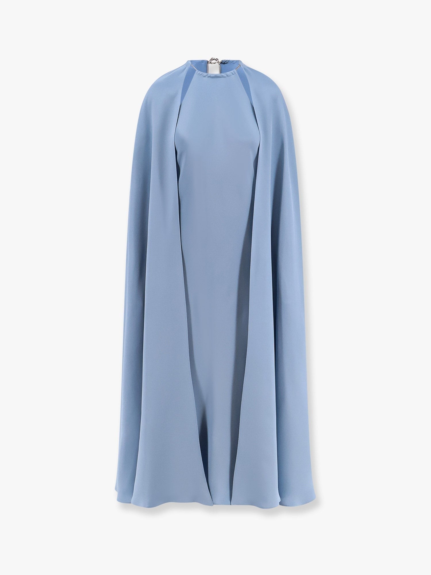 Max Mara - Max Mara Managua Silk Long Dress With Silk Cape And Metal Detail - Women’s Clothing