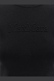 Max Mara women’s black cotton crewneck sweatshirt with subtle Max Mara embroidery across the chest