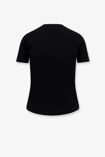 Max Mara women’s Adelio black short-sleeved crew neck shirt made from viscose blend fabric