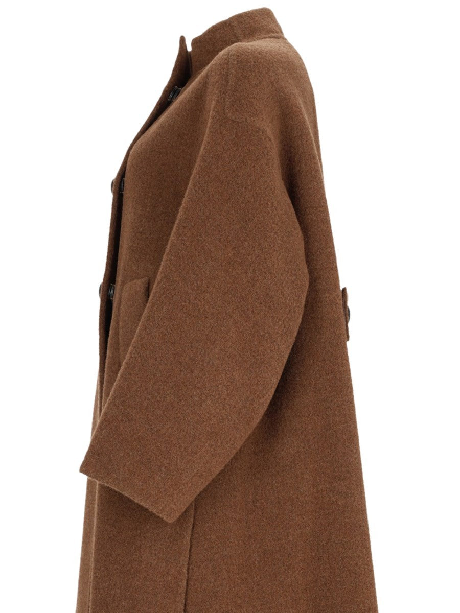 Max Mara Women's Baby Lama Cocoon Coat Brown, view 3