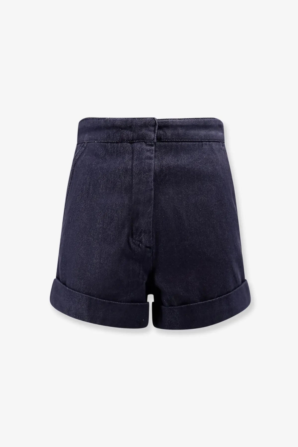 Dark blue denim bermuda shorts with rolled cuffs and high waistband from max mara womens blue collection