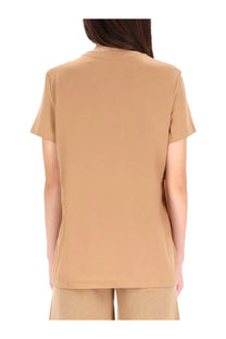 Max Mara women’s Bravo shirt beige short-sleeved top with a simple relaxed fit in lightweight fabric
