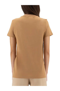 Max Mara women’s Bravo shirt beige camel colored short-sleeved top with classic collar and smooth lightweight fabric