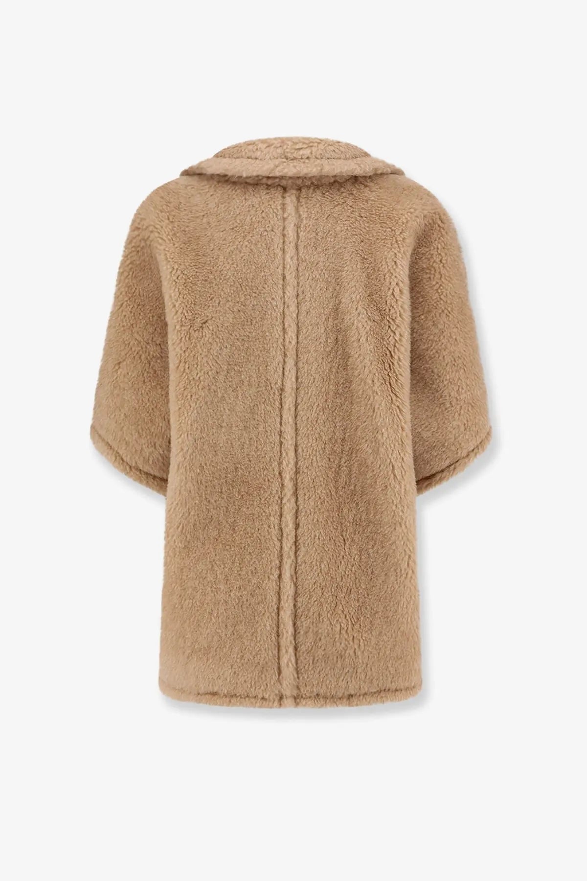 Max Mara women’s beige cape made of cashmere and silk with a cozy plush texture and classic collar