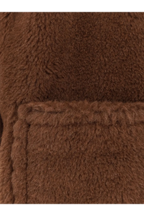 Max mara women’s brown cashmere and silk cape with plush chocolate brown faux fur and stitched pocket detail