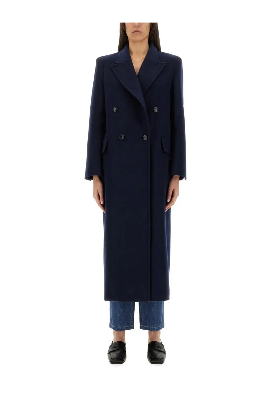 Max Mara Women's Double Breasted Coat Albania1234 Blue