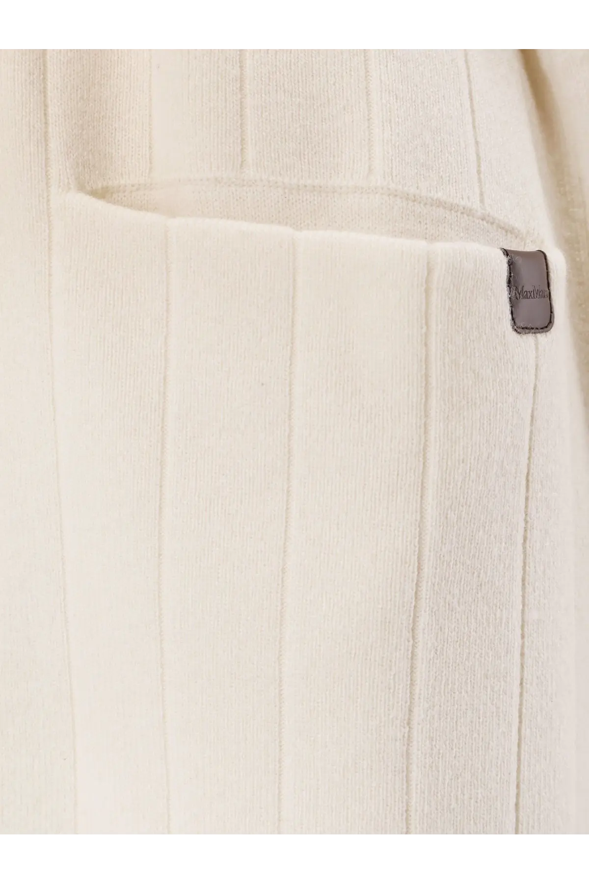 Max Mara women’s giusto cashmere cardigan white cream-colored ribbed knit sweater with subtle vertical texture and gray tag