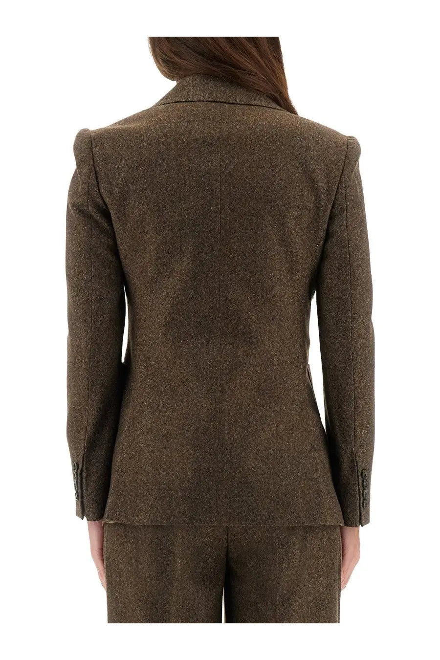 Brown tweed blazer max mara women’s jacket bermuda12 with classic tailored fit and notched lapel