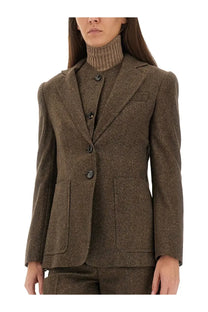 Max Mara women’s blazer Bermuda12 brown tweed jacket with dark buttons and tailored structured fit
