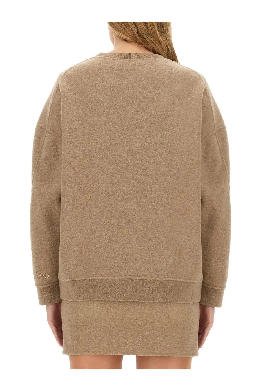Beige oversized jersey sweatshirt with ribbed cuffs and hem from Max Mara womens collection